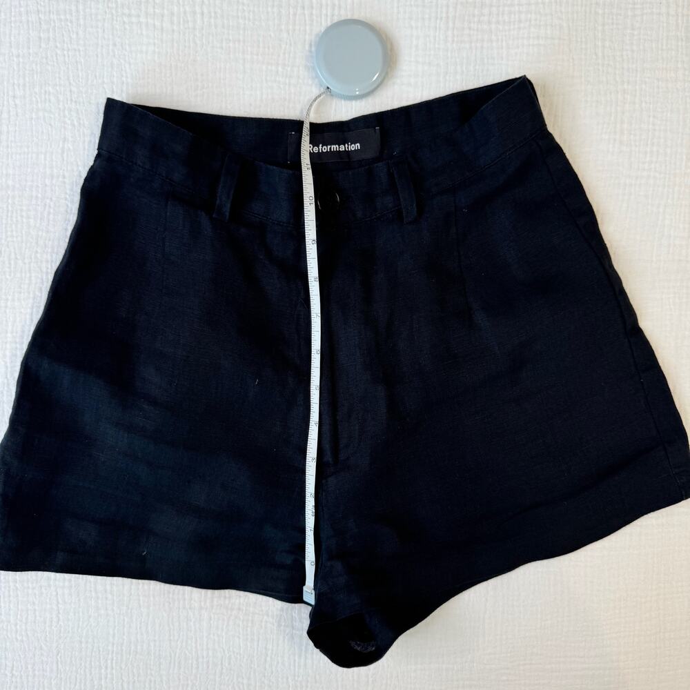 Reformation Black Linen Shorts Women's 0 Minimalist Summer Resort Vacation Euro - Picture 5 of 10
